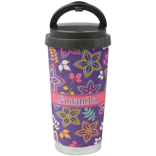 Custom Simple Floral Stainless Steel Coffee Tumbler (Personalized)