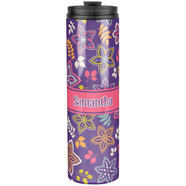 Custom Simple Floral Stainless Steel Skinny Tumbler - 20 oz (Personalized)