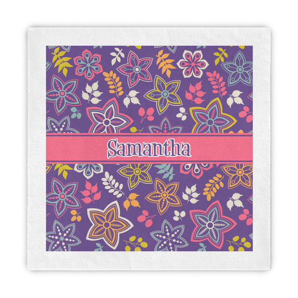 Custom Simple Floral Decorative Paper Napkins (Personalized)