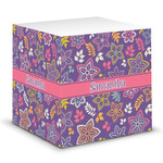 Simple Floral Sticky Note Cube (Personalized)