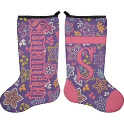 Simple Floral Holiday Stocking - Double-Sided - Neoprene (Personalized)