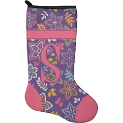 Simple Floral Holiday Stocking - Neoprene (Personalized)