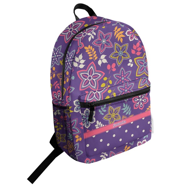 Custom Simple Floral Student Backpack (Personalized)