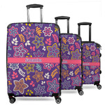Simple Floral 3 Piece Luggage Set - 20" Carry On, 24" Medium Checked, 28" Large Checked (Personalized)