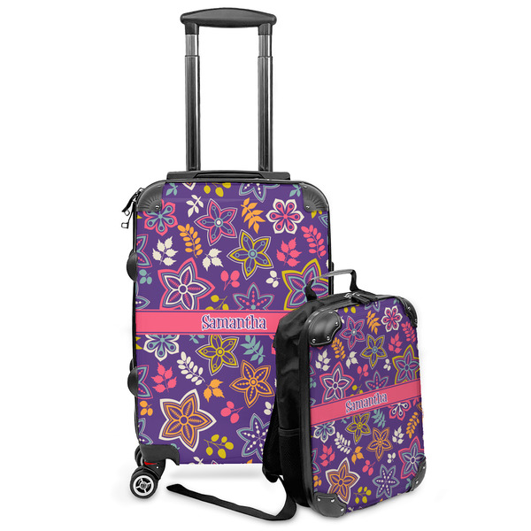 Custom Simple Floral Kids 2-Piece Luggage Set - Suitcase & Backpack (Personalized)