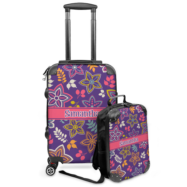 Custom Simple Floral Kids 2-Piece Luggage Set - Suitcase & Backpack (Personalized)