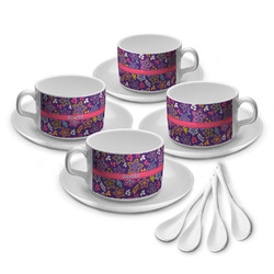 Simple Floral Tea Cup - Set of 4 (Personalized)