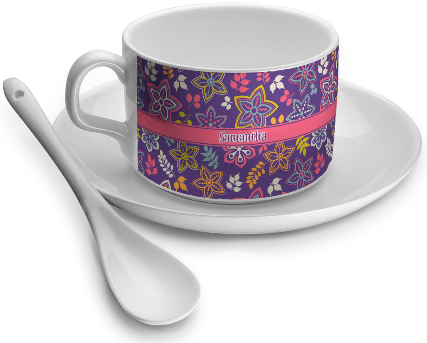 Simple Floral Tea Cup (Personalized) YouCustomizeIt