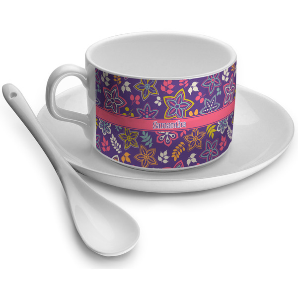 Custom Simple Floral Tea Cup (Personalized)