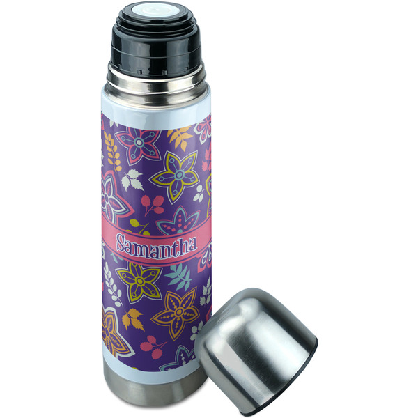 Simple Floral Thermos - Lid Off