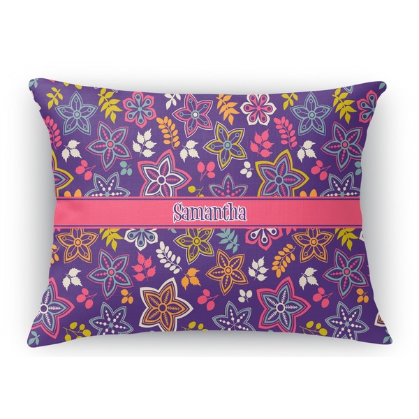 Custom Simple Floral Rectangular Throw Pillow Case (Personalized)