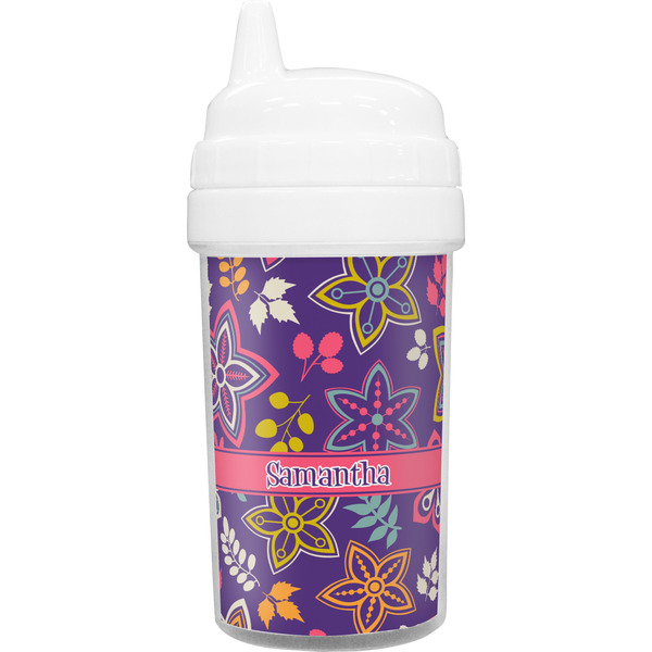 Custom Simple Floral Toddler Sippy Cup (Personalized)