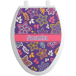 Simple Floral Toilet Seat Decal - Elongated (Personalized)