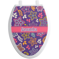 Simple Floral Toilet Seat Decal - Elongated (Personalized)