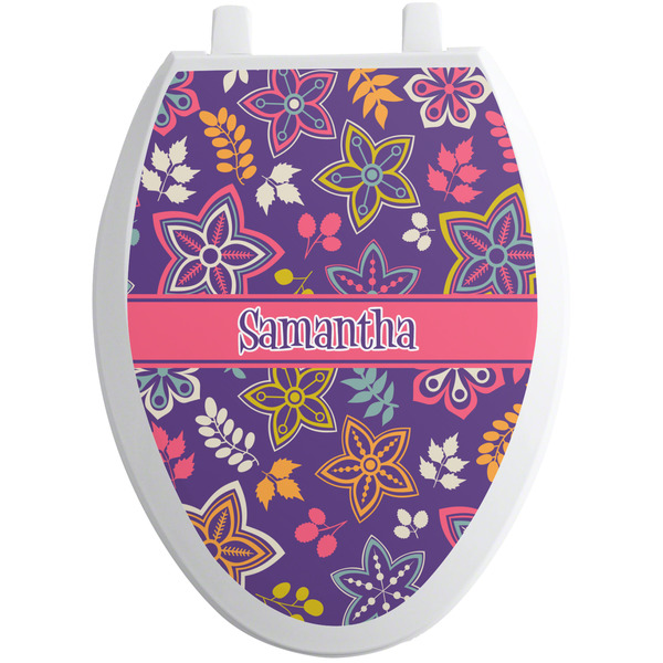 Simple Floral Toilet Seat Decal (Personalized)