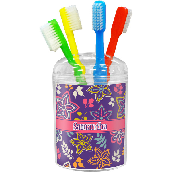Custom Simple Floral Toothbrush Holder (Personalized)