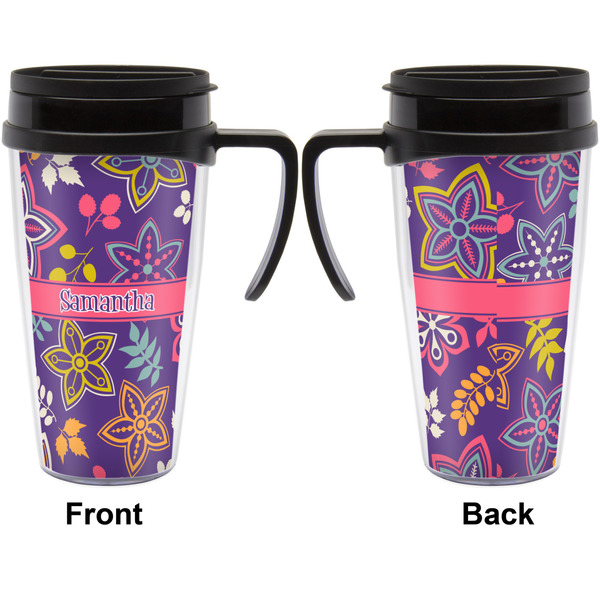 Simple Floral Travel Mug with Black Handle - Approval