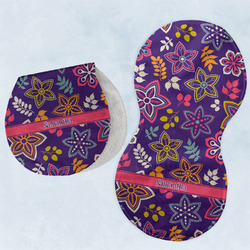Simple Floral Burp Pads - Velour - Set of 2 w/ Name or Text