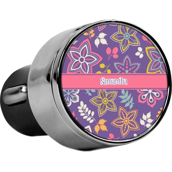 Custom Simple Floral USB Car Charger (Personalized)
