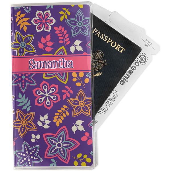 Custom Simple Floral Travel Document Holder