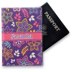 Simple Floral Vinyl Passport Holder (Personalized)