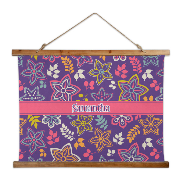 Custom Simple Floral Wall Hanging Tapestry - Wide (Personalized)
