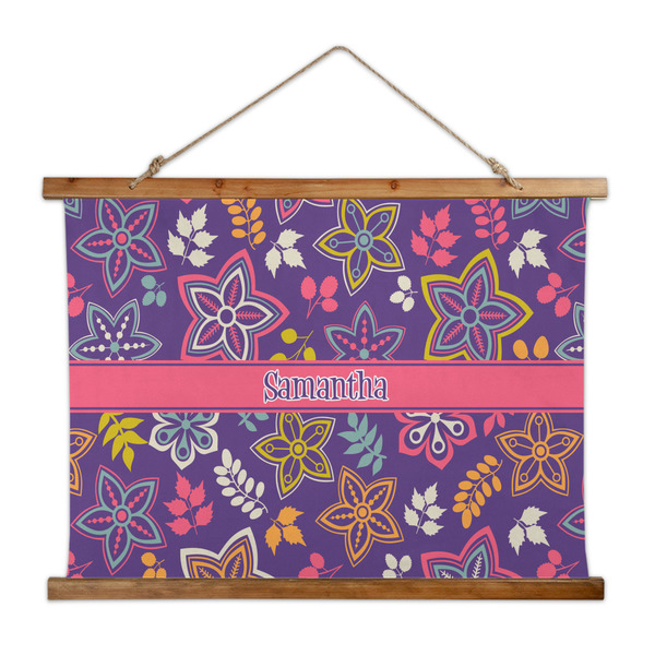 Custom Simple Floral Wall Hanging Tapestry - Wide (Personalized)