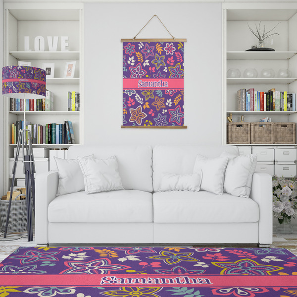 Simple Floral Wall Hanging Tapestry - Portrait - IN CONTEXT