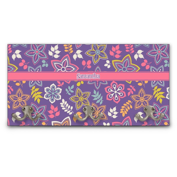 Custom Simple Floral Wall Mounted Coat Rack (Personalized)