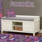 Simple Floral Wall Name Decal Above Storage bench
