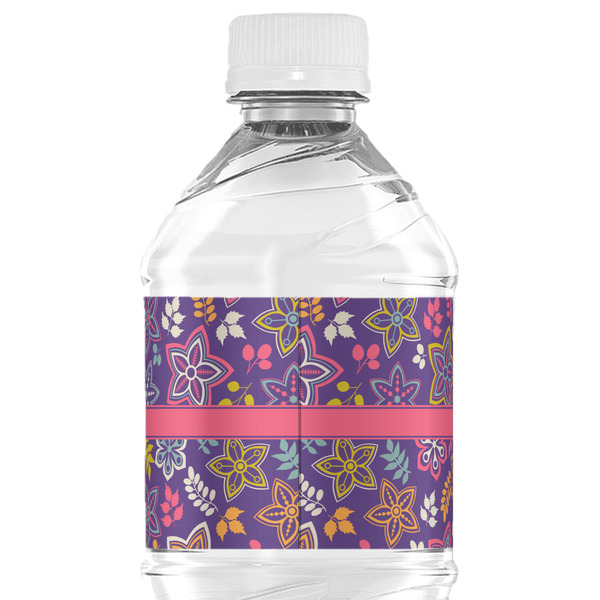 Simple Floral Water Bottle Label - Back View