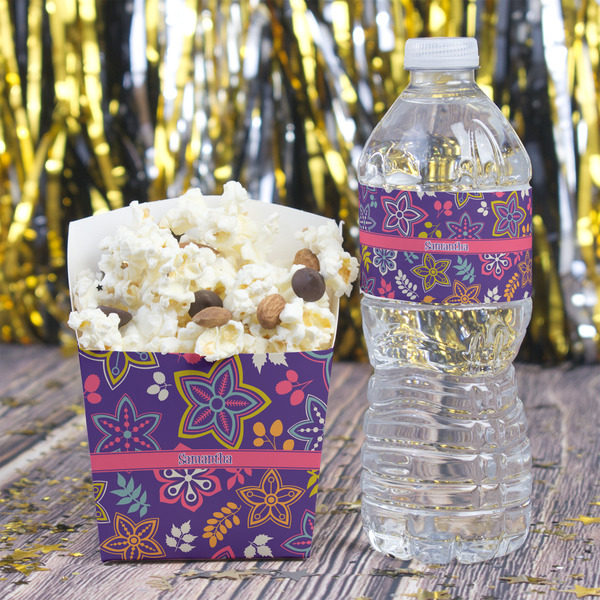 Simple Floral Water Bottle Label - w/ Favor Box