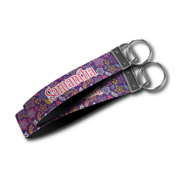 Simple Floral Webbing Keychain FOBs - Size Comparison