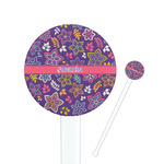 Simple Floral 7" Round Plastic Stir Sticks - White - Double Sided (Personalized)
