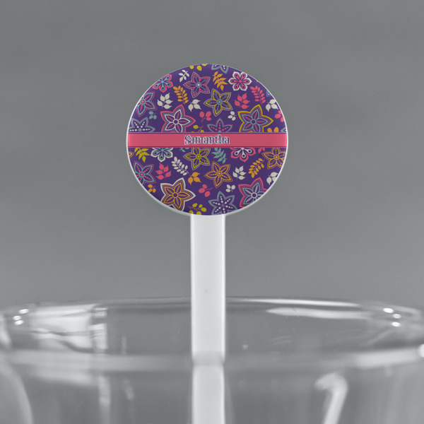 Simple Floral White Plastic 7" Stir Stick - Round - Main