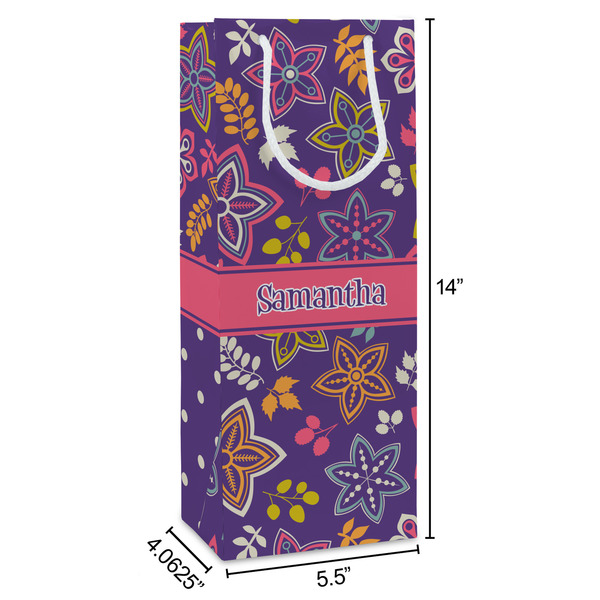 Simple Floral Wine Gift Bag - Dimensions