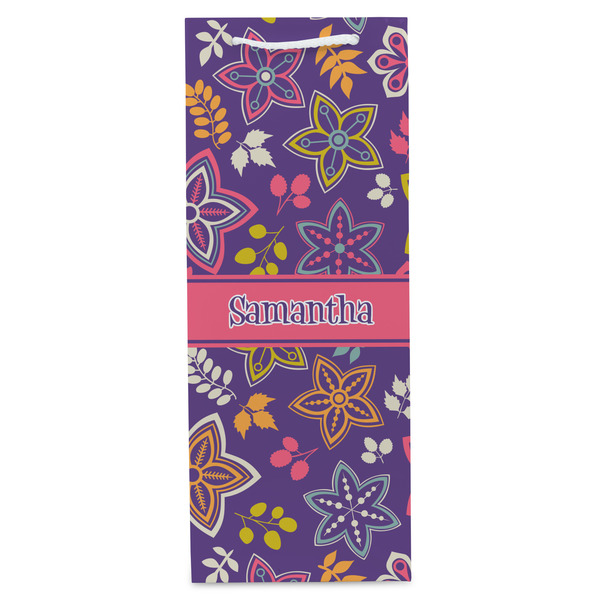 Simple Floral Wine Gift Bag - Matte - Front