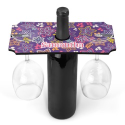 Simple Floral Wine Bottle & Glass Holder (Personalized)