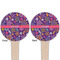 Simple Floral Wooden 4" Food Pick - Round - Double Sided - Front & Back