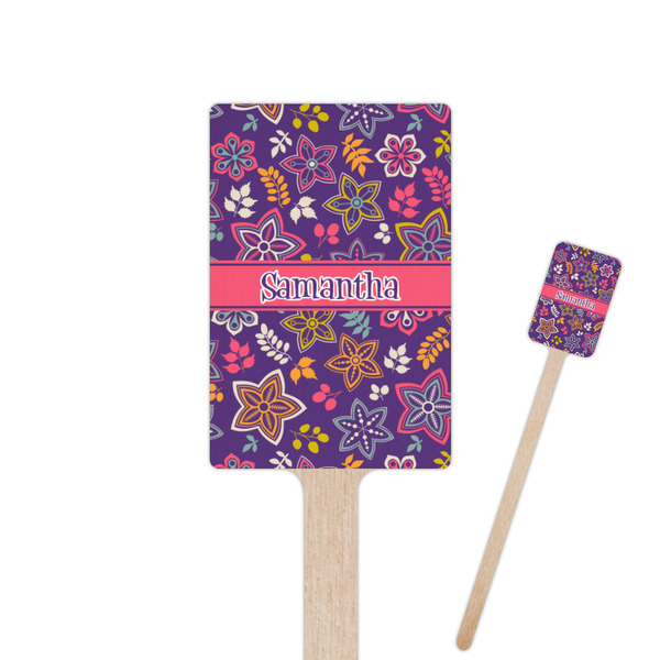 Custom Simple Floral Rectangle Wooden Stir Sticks (Personalized)