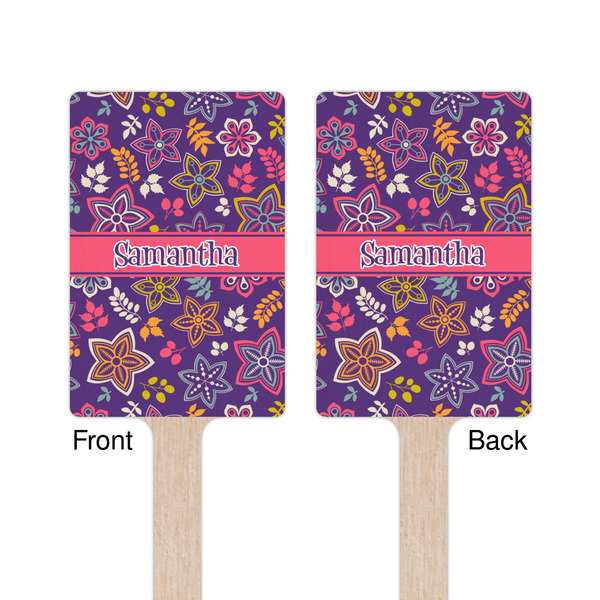 Simple Floral Wooden 6.25" Stir Stick - Rectangular - Double Sided - Front & Back