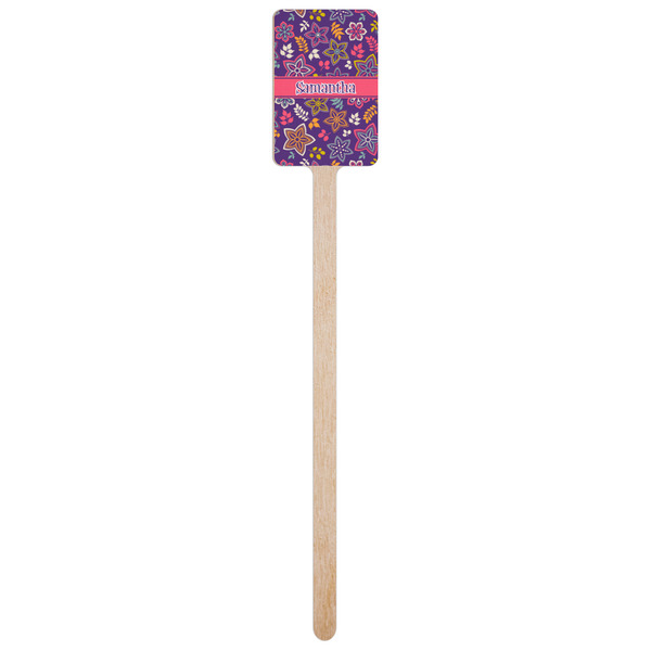 Simple Floral Wooden 6.25" Stir Stick - Rectangular - Single Stick