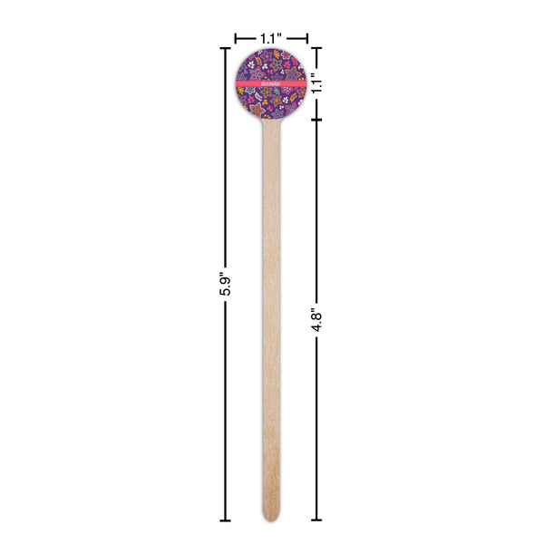 Simple Floral Wooden 6" Stir Stick - Round - Dimensions