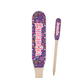 Simple Floral Paddle Wooden Food Picks (Personalized)