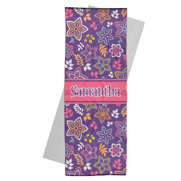 Custom Simple Floral Yoga Mat Towel (Personalized)