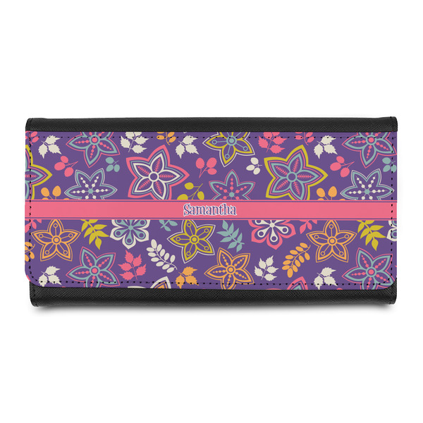 Custom Simple Floral Leatherette Ladies Wallet (Personalized)