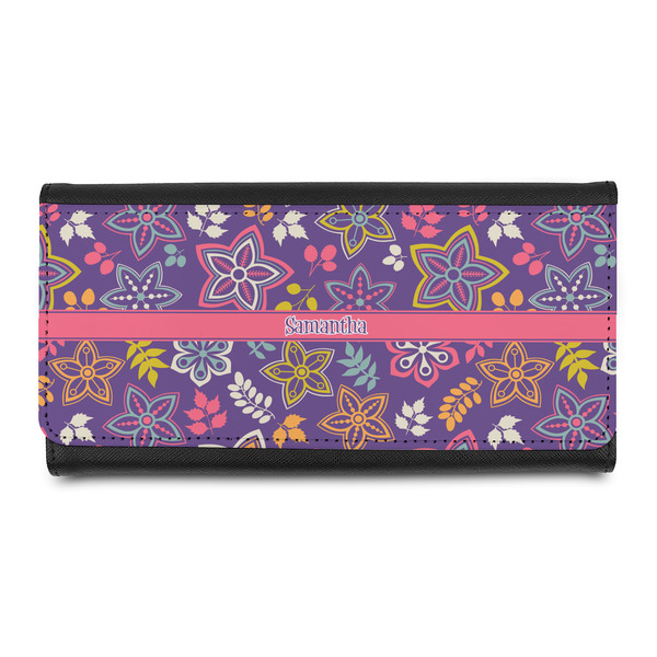 Custom Simple Floral Leatherette Ladies Wallet (Personalized)