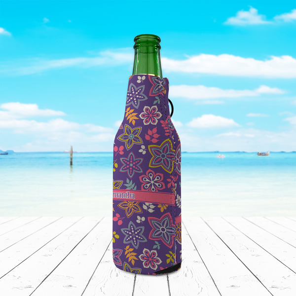 Simple Floral Zipper Bottle Cooler - LIFESTYLE