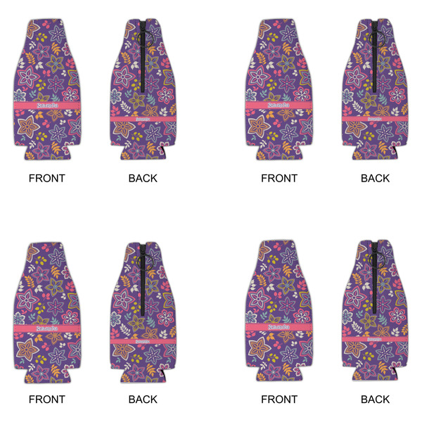 Simple Floral Zipper Bottle Cooler - Set of 4 - APPROVAL