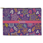 Simple Floral Zipper Pouch - Large - 12.5"x8.5" (Personalized)
